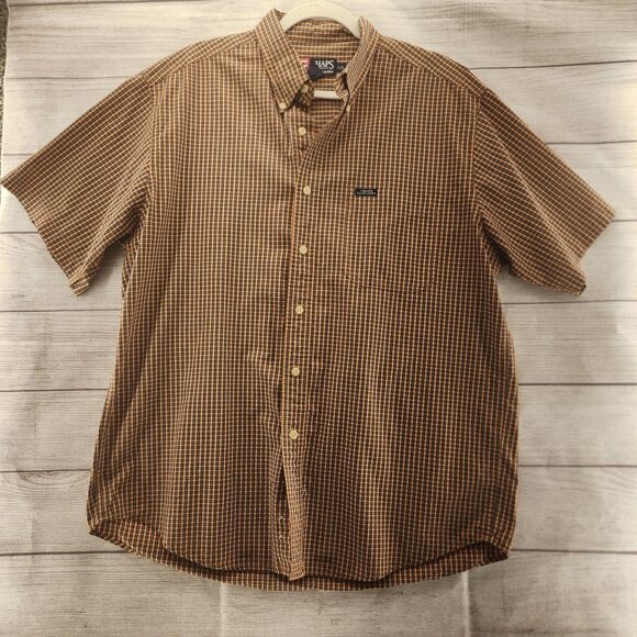 Chaps Ralph Lauren Orange Plaid Large Short Sleeve Button Down Shirt 19.6915 - Picture 1 of 4